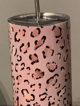 Load image into Gallery viewer, Pink And Gold Leopard Print 20oz Tumbler, Hot or Cold Liquids, Stainless Steel Cup, Travel Cup, Personalization Available, Pink Animal