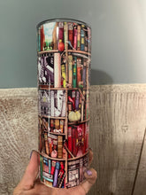 Load image into Gallery viewer, Shelves Of Books Full Wrap 20oz Tumbler, Hot or Cold Liquids, Stainless Steel Cup, Travel Cup, Personalization Available, Love To Read Cup