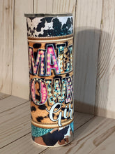 Load image into Gallery viewer, Small Town Girl 20oz Tumbler, Boho Country, Farm Girl Cup, Animal Print, Turquoise, Stainless Steel Cup, Travel Cup,