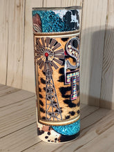 Load image into Gallery viewer, Small Town Girl 20oz Tumbler, Boho Country, Farm Girl Cup, Animal Print, Turquoise, Stainless Steel Cup, Travel Cup,