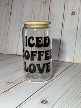 Load image into Gallery viewer, Iced Coffee Glass Can Cup, 16oz Glass Cup, Iced Coffee Cup With Bamboo Lid and Plastic Straw, Positive Sayings