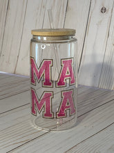 Load image into Gallery viewer, MAMA Glass Can Cup, 16oz Glass Cup, Iced Coffee Cup With Bamboo Lid and Plastic Straw, Coffee Cup