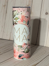 Load image into Gallery viewer, MAMA Pink andGold Floral 20oz Tumbler, Hot or Cold Liquids, Stainless Steel Cup, Travel Cup, Personalization Available, Mother’s Day Gift,