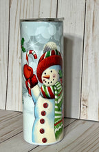 Load image into Gallery viewer, Winter Snowmen 20oz Tumbler, Hot or Cold Liquids, Stainless Steel Cup, Travel Cup, Let It Snow Cup