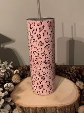 Load image into Gallery viewer, Pink And Gold Leopard  Print  20oz Tumbler, Hot or Cold Liquids, Stainless Steel Cup, Travel Cup,  Personalization Available, Pink Animal
