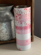 Load image into Gallery viewer, Pink Floral 20oz Tumbler, Hot or Cold Liquids, Stainless Steel Cup, Travel Cup,  Personalization Available, Mother’s Day Gift, Pink Glitter
