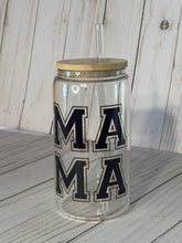 Load image into Gallery viewer, MAMA Glass Can Cup, 16oz Glass Cup, Iced Coffee Cup With Bamboo Lid and Plastic Straw, Coffee Cup
