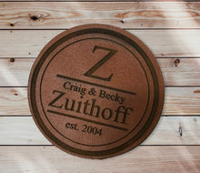Load image into Gallery viewer, Personalized Set of 4 Leather Coasters, Unique 3rd Anniversary Gift, Custom Coasters, Personalized Gifts
