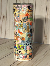 Load image into Gallery viewer, I Love The 70’s 20oz Tumbler, Hot or Cold Liquids, Stainless Steel Cup, Travel Cup, 70’s Icons Full Wrap, 1970 Characters
