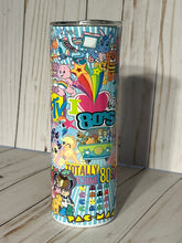 Load image into Gallery viewer, I Love The 80’s 20oz Tumbler, Hot or Cold Liquids, Stainless Steel Cup, Travel Cup, 80’s Icons Full Wrap, 1980 Characters
